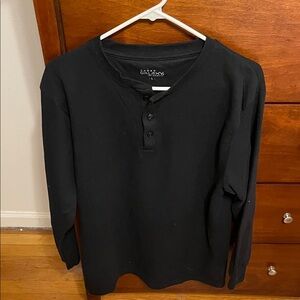 Men's Black Slim Fit Thermal Henley Shirt
